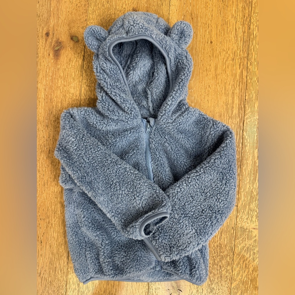 🧸 Jeskids Teddy Fleece Hooded Jacket 3–4T Bear Ear Zip-Up